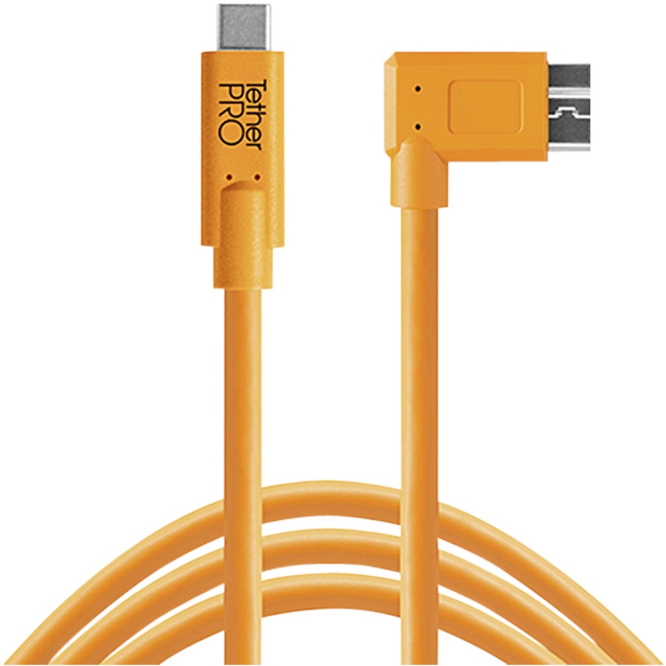 Tether Tools USB-C to 3.0 Micro- B Right Angle 4,60m oranž