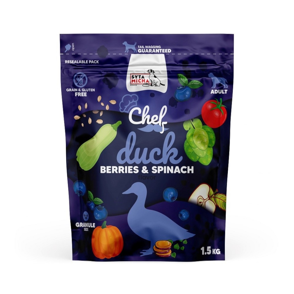 Syta Micha kuivtoit koerale Chef Duck, Berries and Spinach, 1,5kg