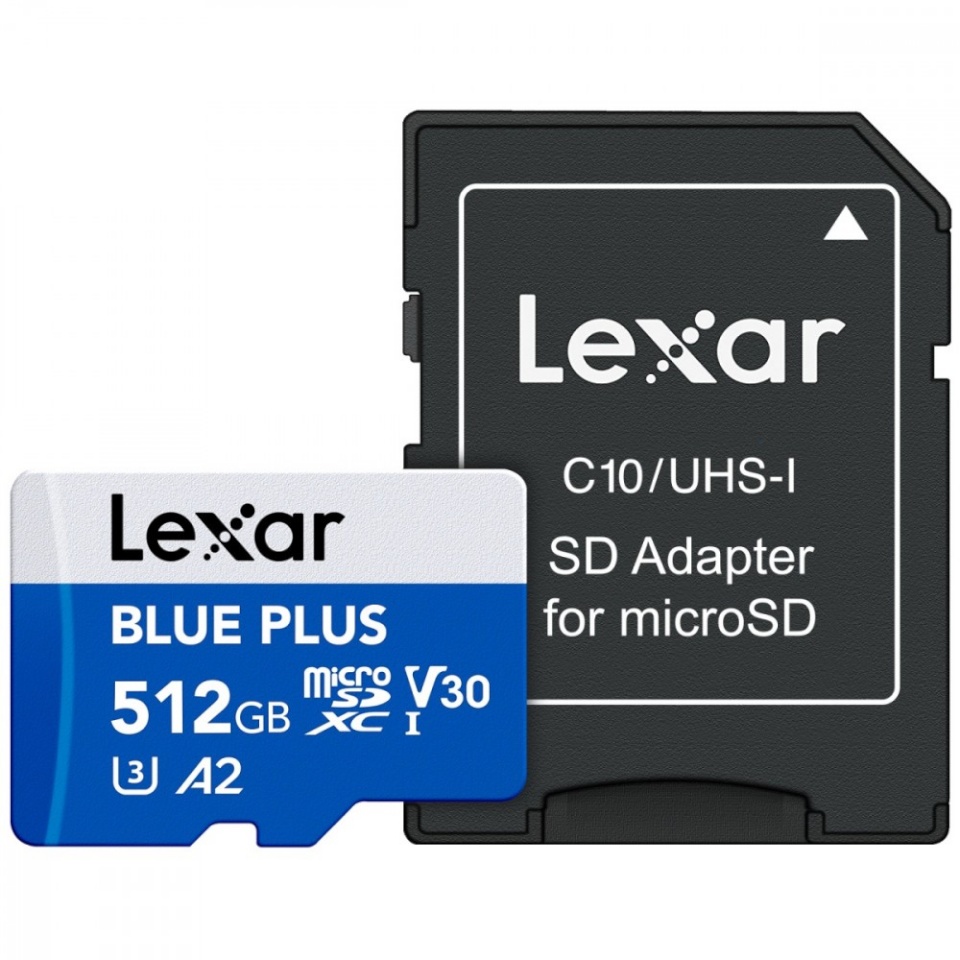 Lexar mälukaart microSD 512GB C10 A2 U3 V30 170MB/s sinine Plus