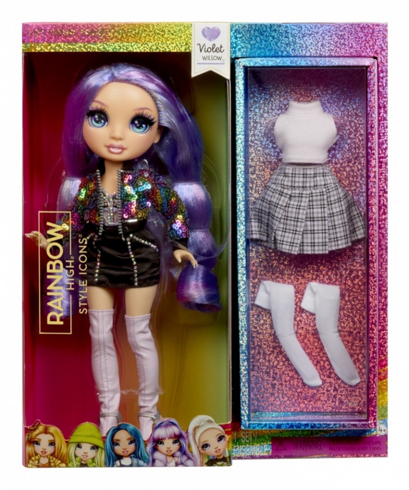 Mga mängunukk Doll Rainbow High violetne
