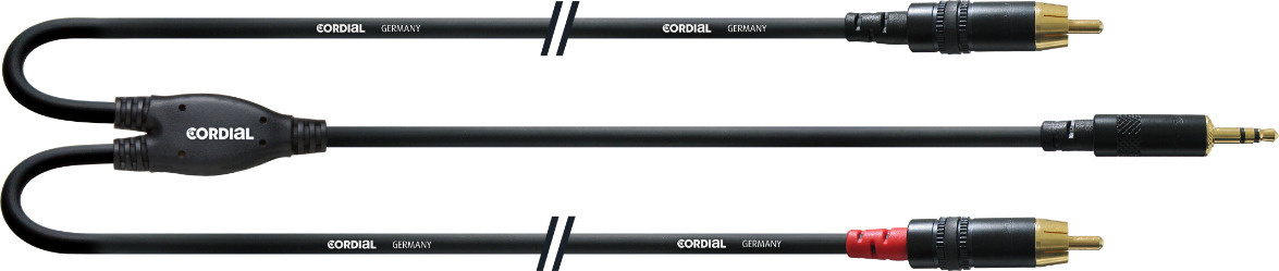 Cordial helikaabel LONG, 3,5 mm - 2x RCA, 0,9 m