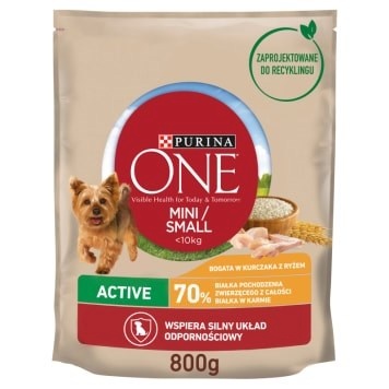Purina Nestle kuivtoit koerale One Mini Active Chicken, Rice, 800g