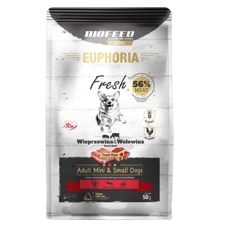 Biofeed kuivtoit koerale EUPHORIA Fresh Adult Pork with Beef XS/S, 50g
