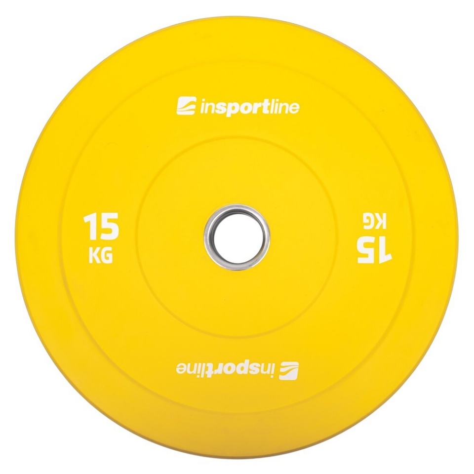 inSPORTline raskusketas Bumper Plate Go 50 mm 15kg kollane