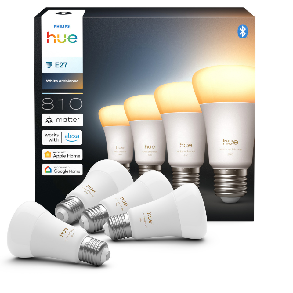 Philips nutipirn Hue LED Smart Bulb, White Ambiance, E27, 810 lm, 4tk