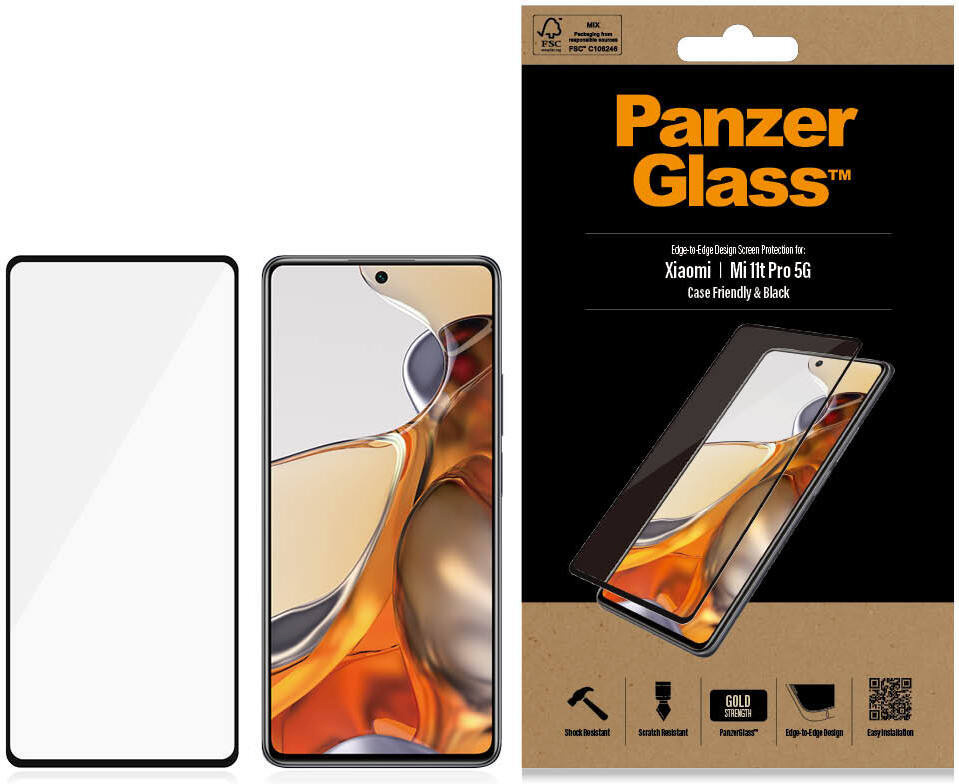 PanzerGlass kaitseklaas, Xiaomi 11T Pro 5G, must raam