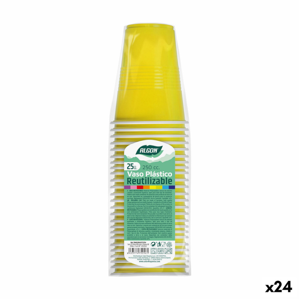 Algon Korduvkasutatavate prillide komplekt kollane 24tk 250ml (25tk)