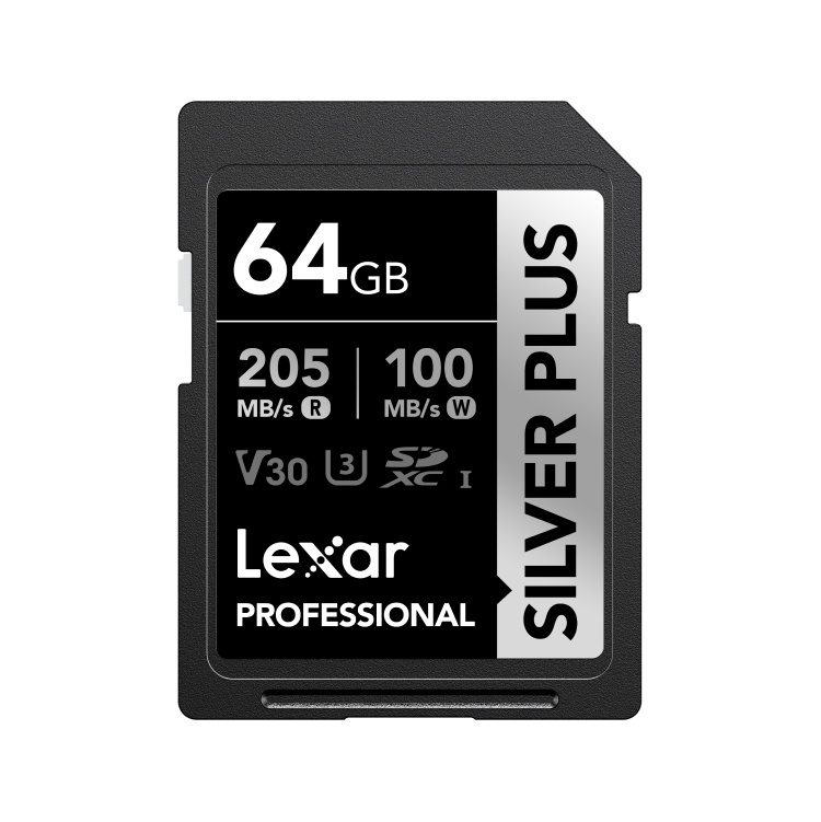 Lexar mälukaart SDXC Professional Silver PLUS UHS-I/U3/A2/4K R205/W100 (V30) 64GB