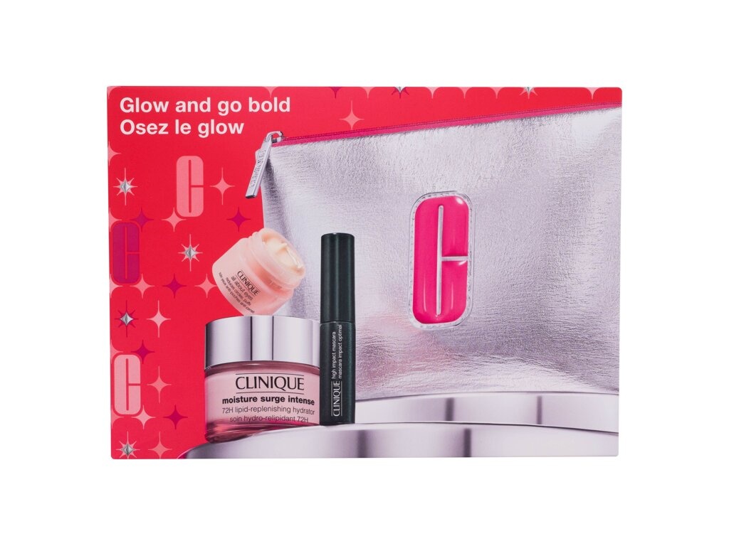 Clinique komplekt Moisture Surge Face Cream Intense 72H Lipid-Replenishing Hydrator 50ml + Eye Cream All About Eyes 5ml + Mascara High Impact 3,5ml Black + Bag, naistele