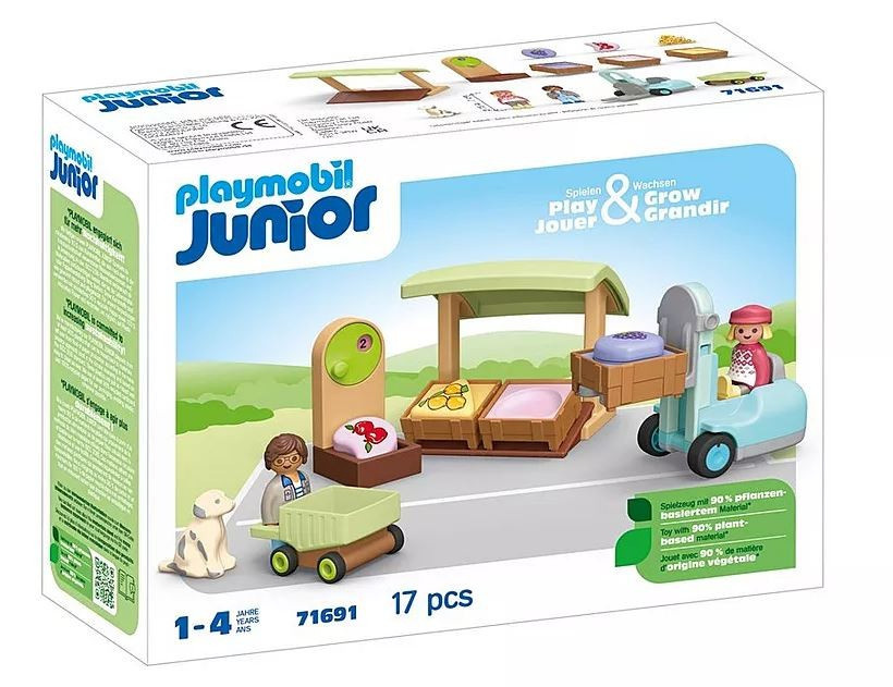 Playmobil klotsid 71691 Junior: Bio-Marktstand & Gabelstapler