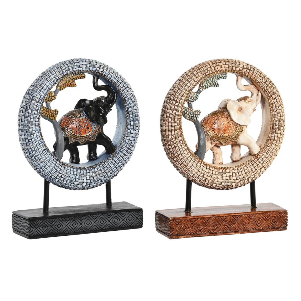 DKD Home Decor dekoratiivkuju 19,5x6,3x25,5cm Elevant beež sinine Koloniaalne 2tk