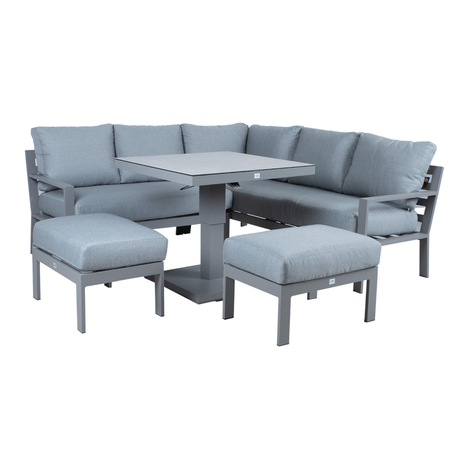 H4Y aiamööblikomplekt Rio laud, nurgadiivan ja 2 tumbat, hallikasbeež