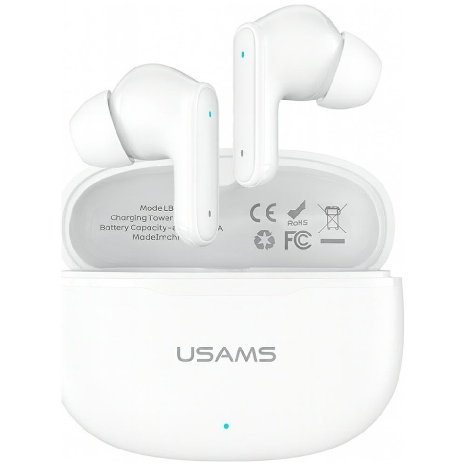 USAMS kõrvaklapid Bluetooth headphones 6.0 E05 TWS valge