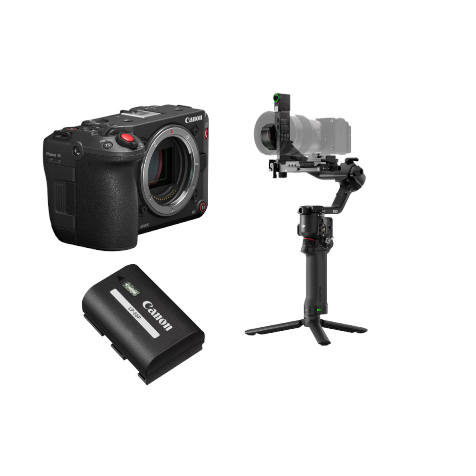 Canon EOS C50 videokaamera komplekt koos LP-E6P akuga + DJI Ronin RS 5 ühekäega stabilisaatoriga