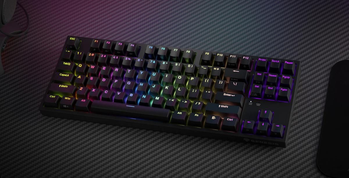 Genesis klaviatuur Mechanical Gaming Keyboard THOR 404 TKL RGB Mechanical Gaming Keyboard Wired US Kailh Box pruun V2 USB Type-A 1005 g