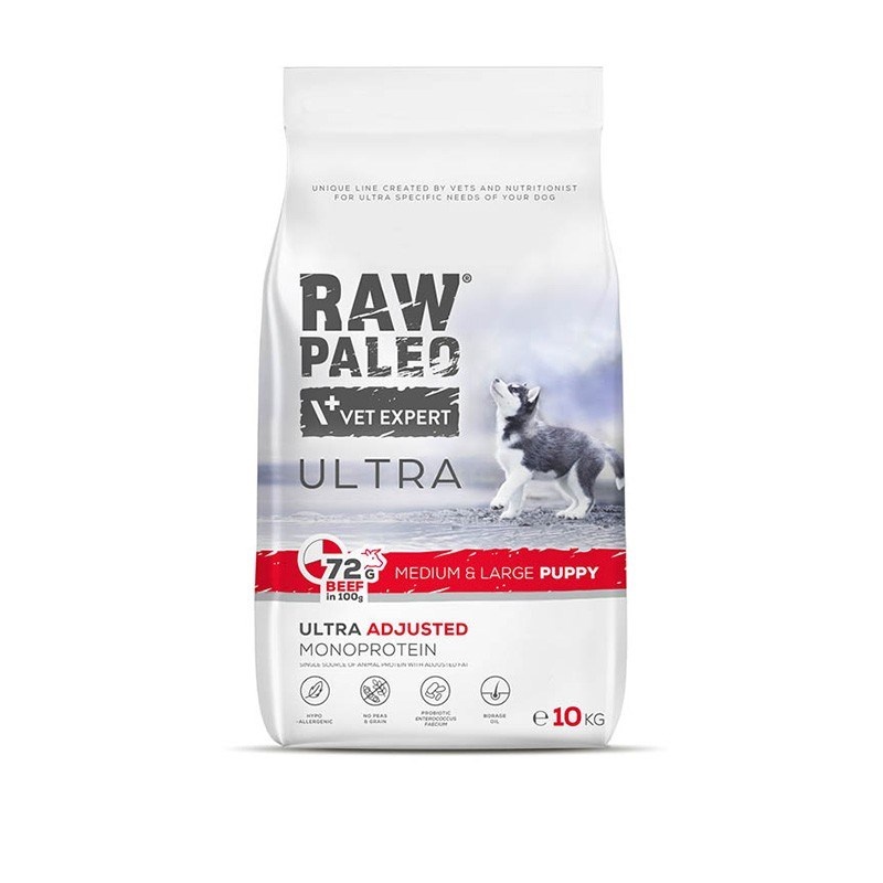 Vetexpert kuivtoit koerale Raw Paleo Ultra Medium & Large Puppy Beef, 10kg