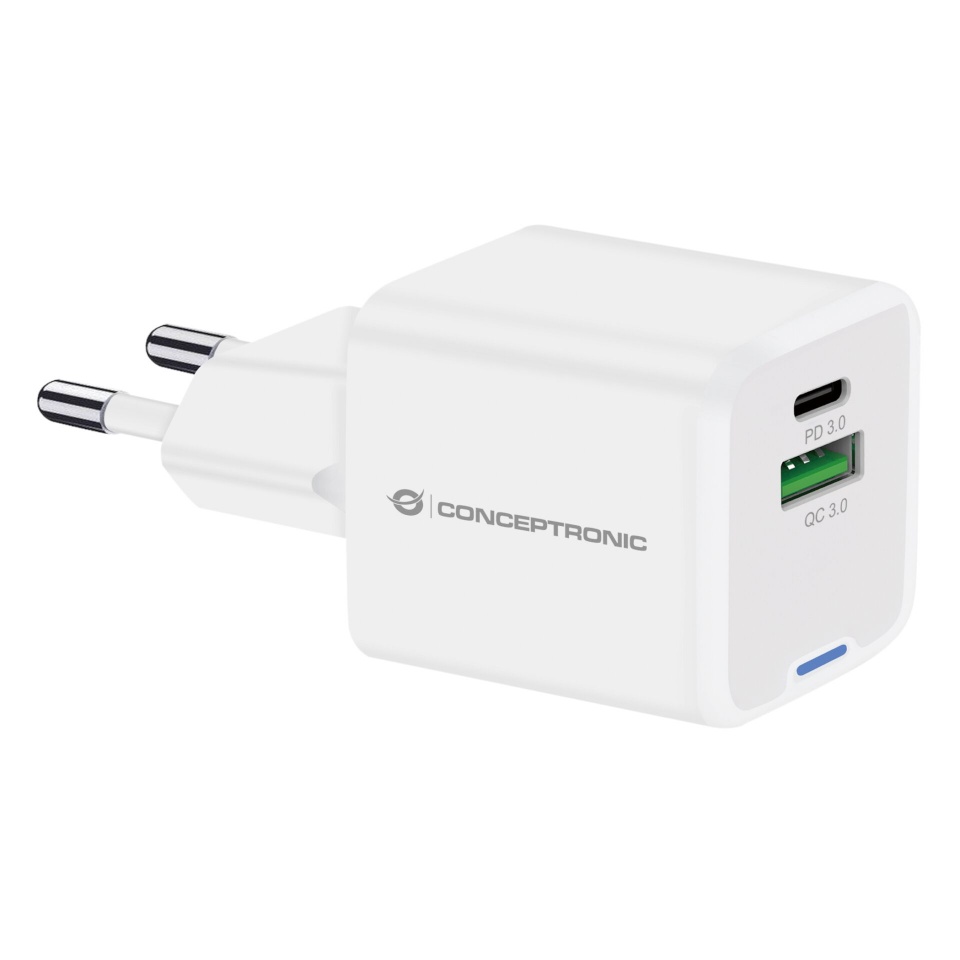 CONCEPTRONIC laadija ALTHEA15W 2-Port 20W GaN USB PD Charger