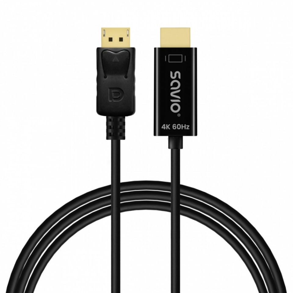Savio kaabel Display Port to HDMI 4K