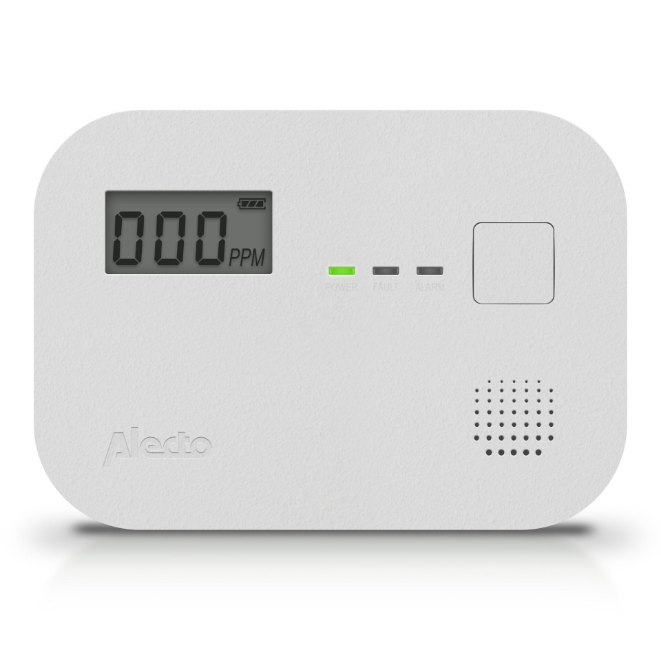 Alecto vingugaasiandur COA3920 Carbon Monoxide Detector with Display, valge