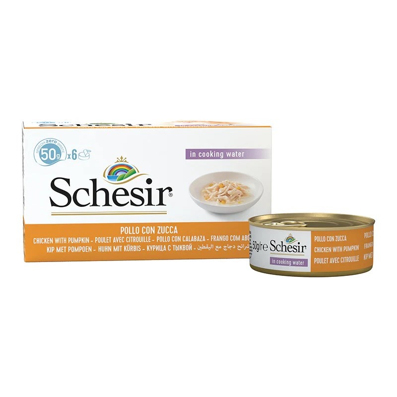 Agras Pet Foods kassitoit Schesir Chicken Fillets with Pumpkin in Broth, 6x50g