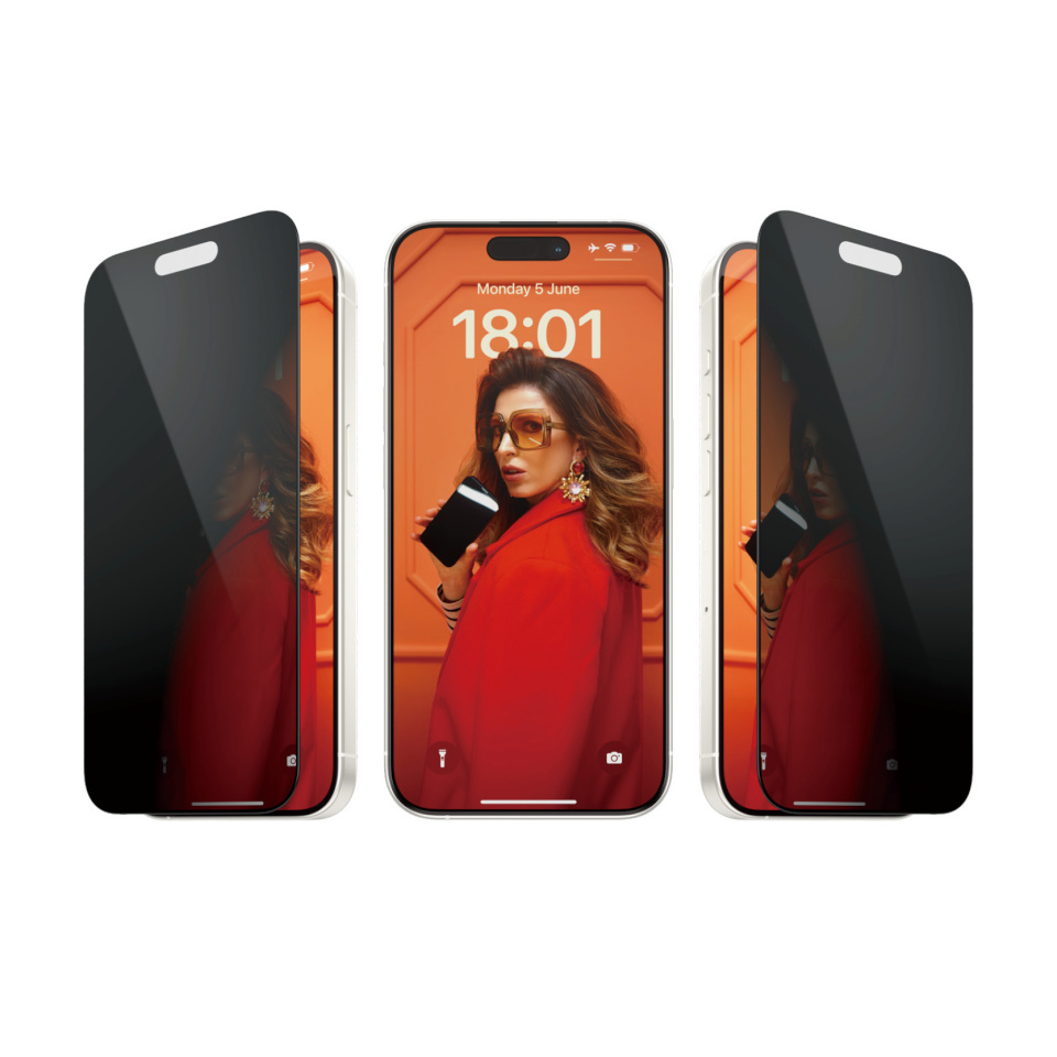 PanzerGlass kaitseklaas Privacy Ultra Wide Fit, iPhone 15 Pro, must raam