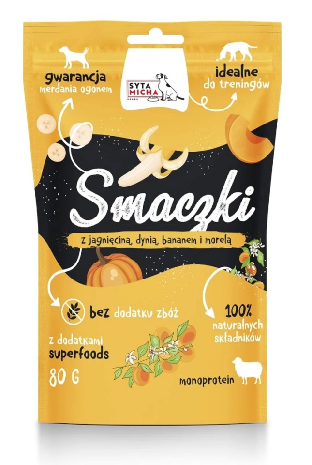 Syta Micha maius koerale Treats with Lamb, Pumpkin, Banana and Apricot, 80g
