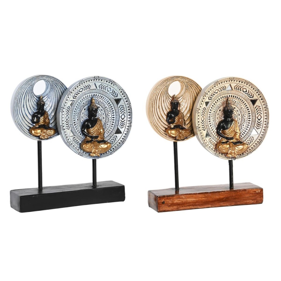 DKD Home Decor dekoratiivkuju 25x6,7x25,6cm beež sinine Buddha Idamaine 2tk