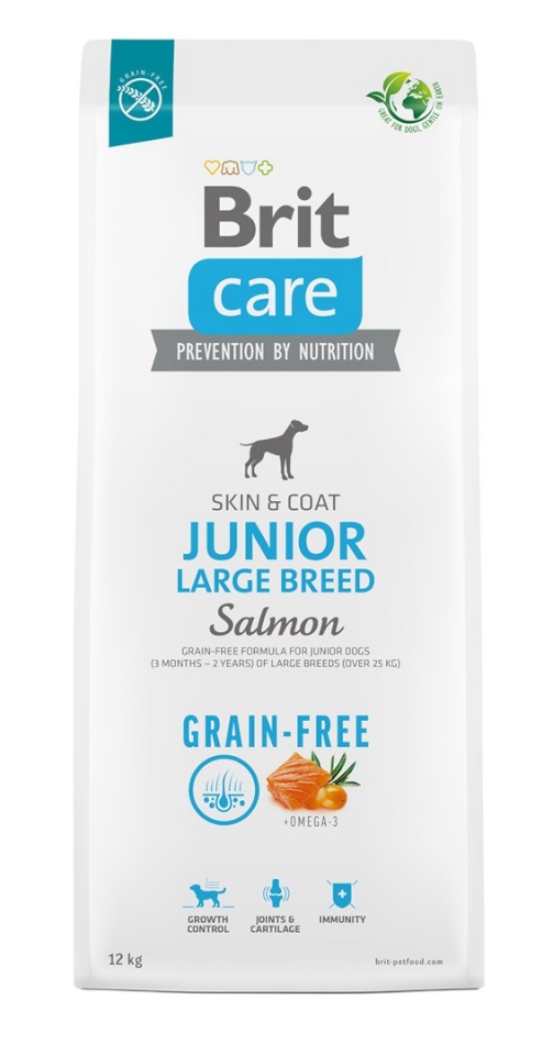 Brit kuivtoit koerale Dry Food for young Dog (3 months - 2 years), large breeds over 25kg - Care Dog Grain-Free Junior Large salmon 12kg