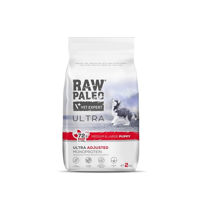 Vetexpert kuivtoit koerale Raw Paleo Ultra Medium&Large Puppy Beef, 2kg