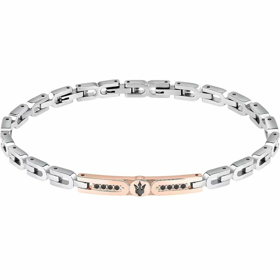 Maserati meeste käevõru Roostevaba teras 21,5cm Hõbedane