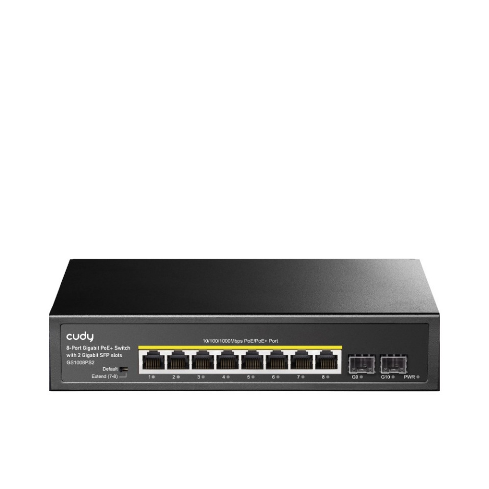 Cudy switch GS1008PS2 network Unmanaged Gigabit Ethernet (10/100/1000) Power over Ethernet (PoE) must