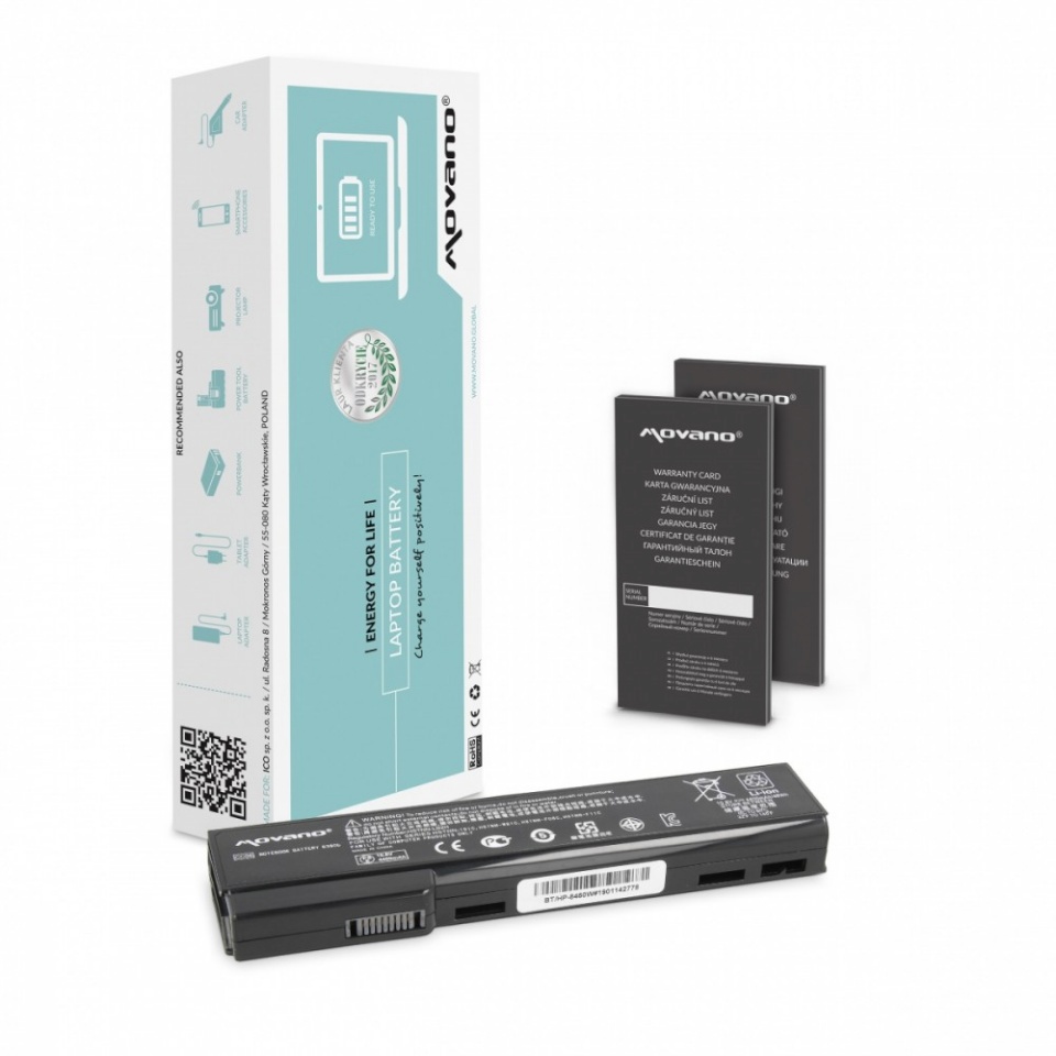 Movano sülearvuti aku for HP EliteBook 8460p 8460w 8470p 8470w - 4400 mAh (48 Wh)