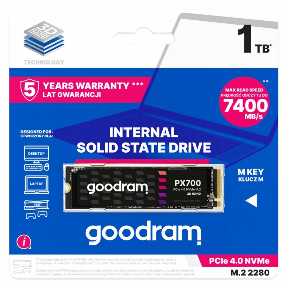 GOODRAM kõvaketas SSD PX700 1TB M.2 PCIe 2280 4x4 7400/6500MB/s