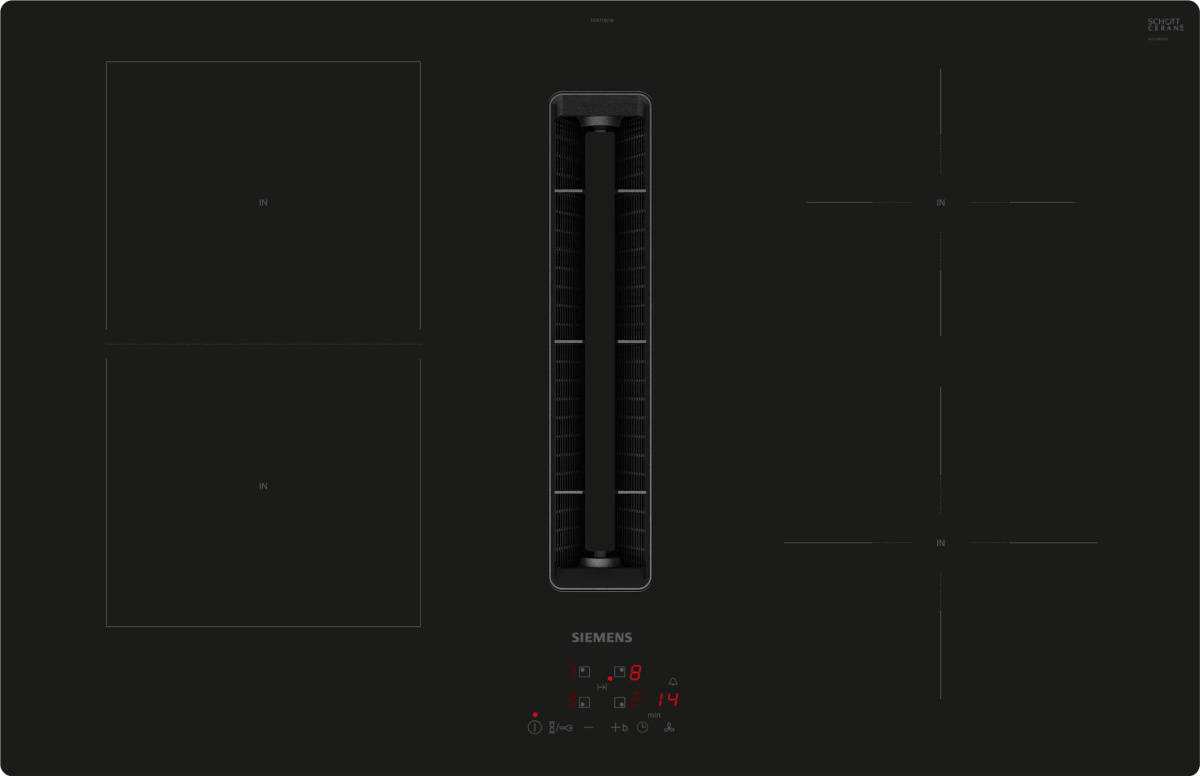 Siemens induktsioonpliidiplaat ED811BS16E iQ300 Induction Hob with Extractor Hood, 80cm, must