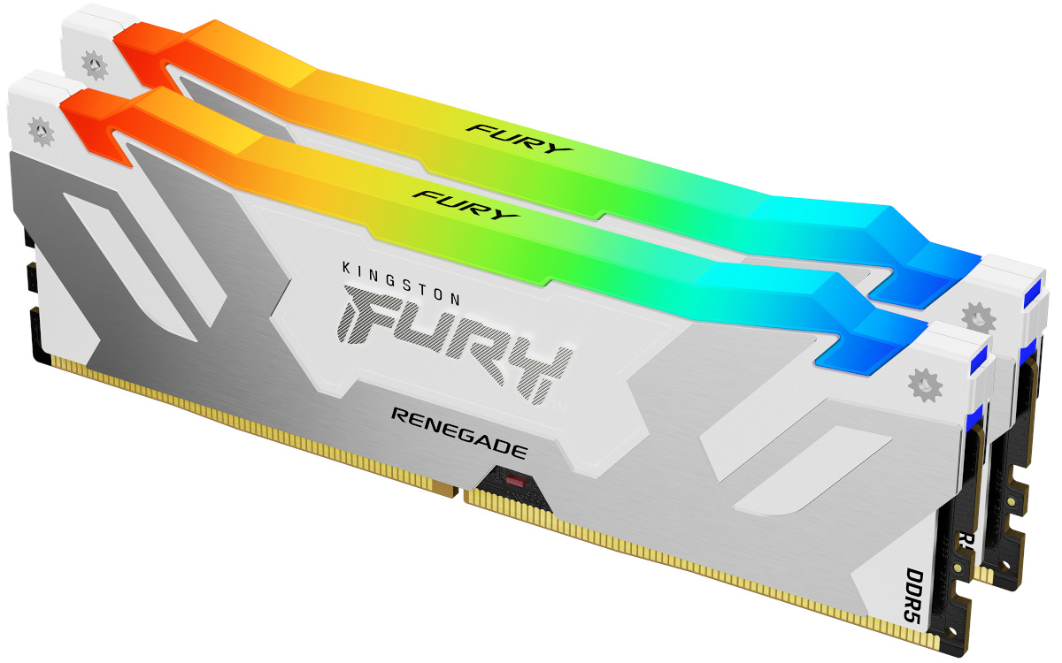 Kingston FURY Renegade RGB - DDR5 - Kit - 64GB: 2 x 32GB - DIMM 288-PIN - 3200 MHz / PC5-51200 - CL32 - on-die ECC - weiß, Silber (KF564C32RWAK2-64)