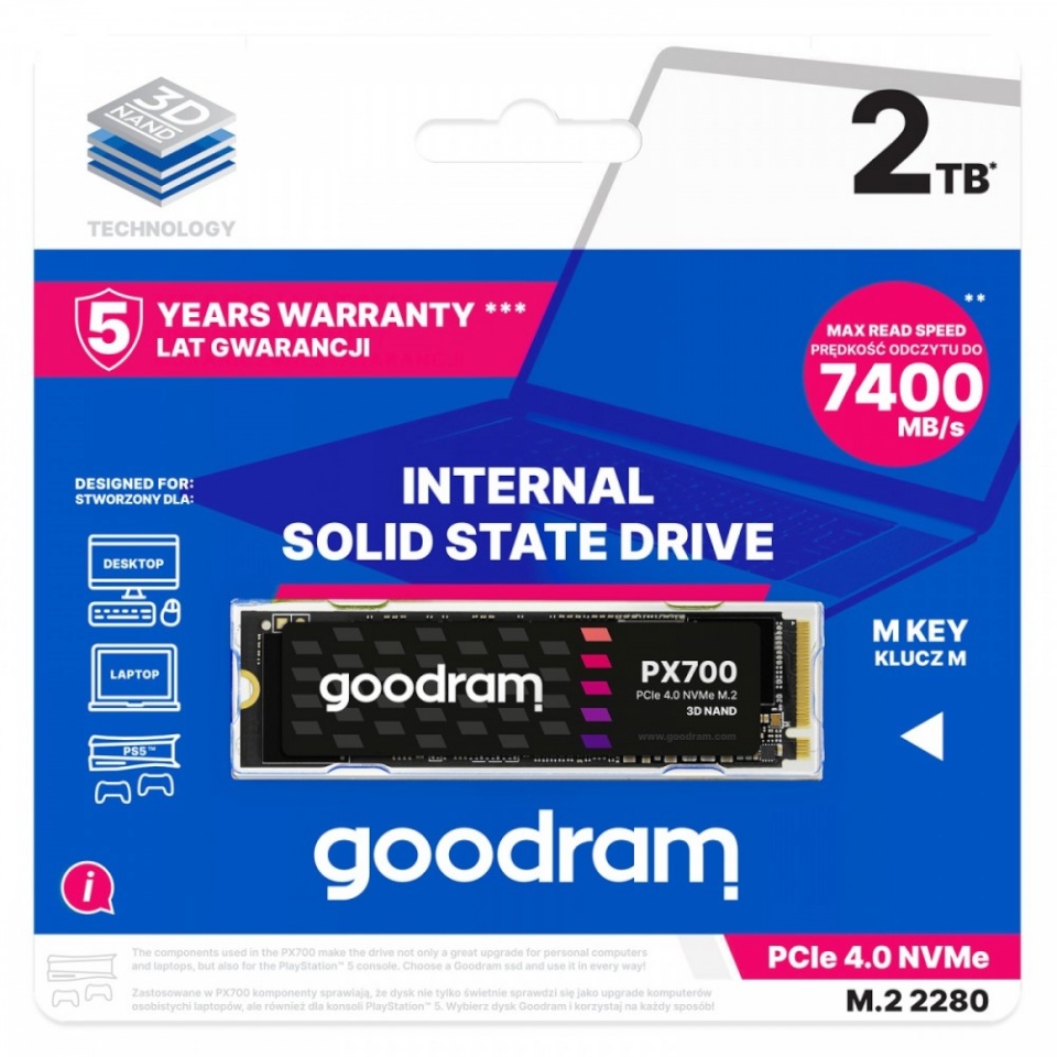 GOODRAM kõvaketas SSD PX700 2TB M.2 PCIe 2280 4x4 7400/6500MB/s