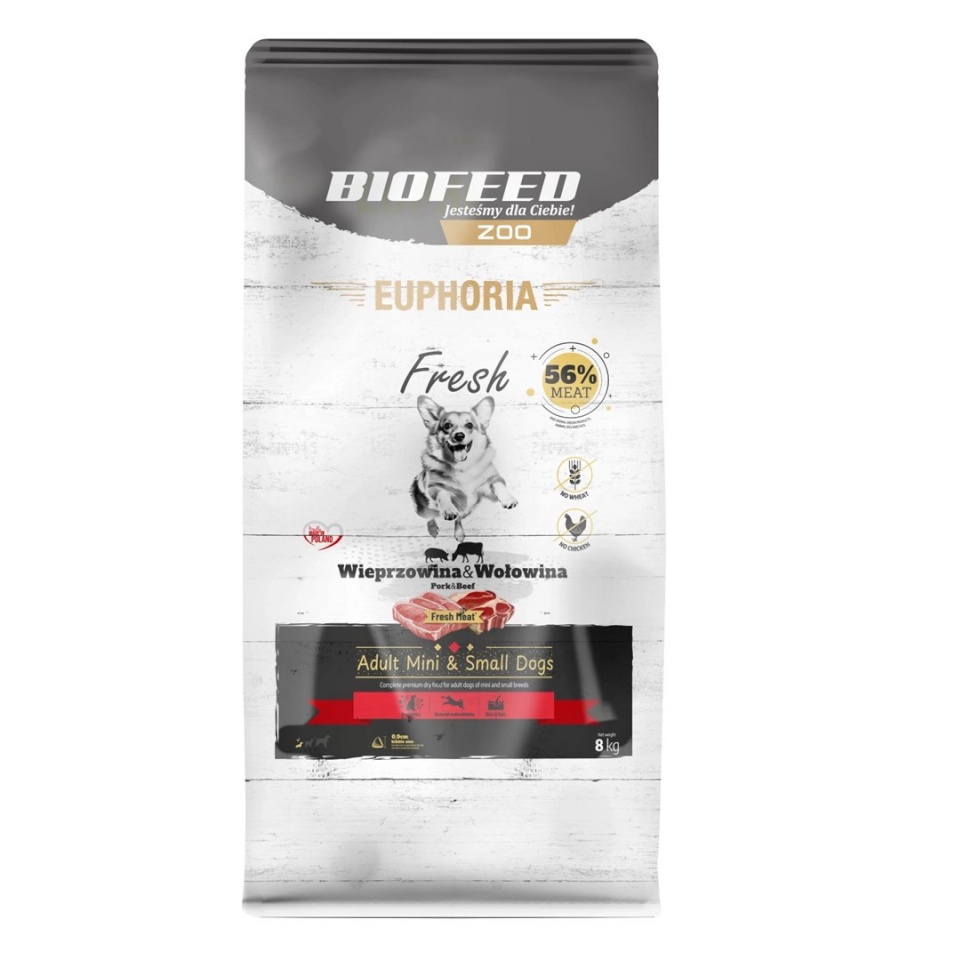 Biofeed kuivtoit koerale Euphoria Fresh Adult Mini & Small Pork with Beef, 8kg