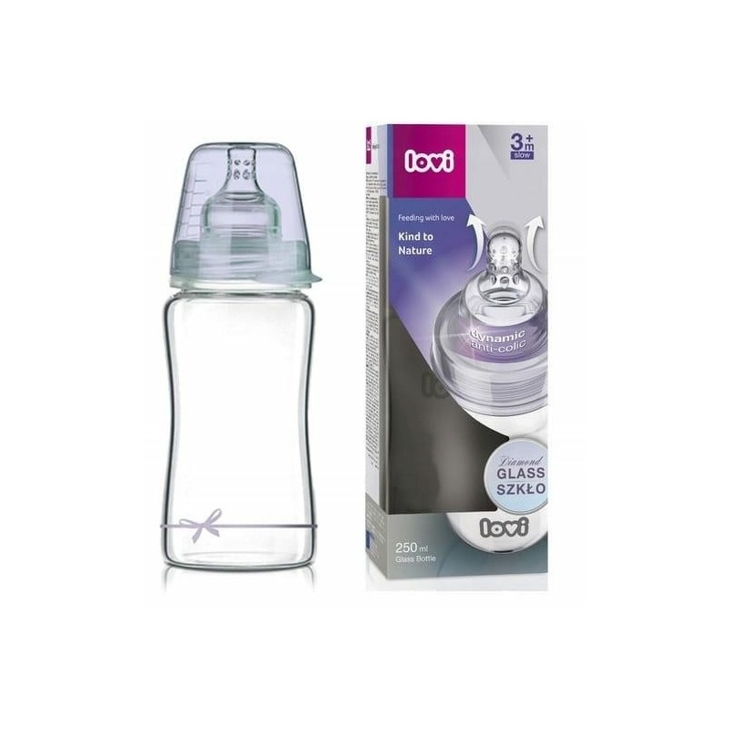 Lovi klaaspudel DIAMOND GLASS 250 ml Baby Shower boy, 74/204boy