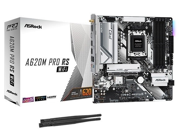 ASRock emaplaat A620M PRO RS WIFI, AM5, DDR5, M.2, mATX