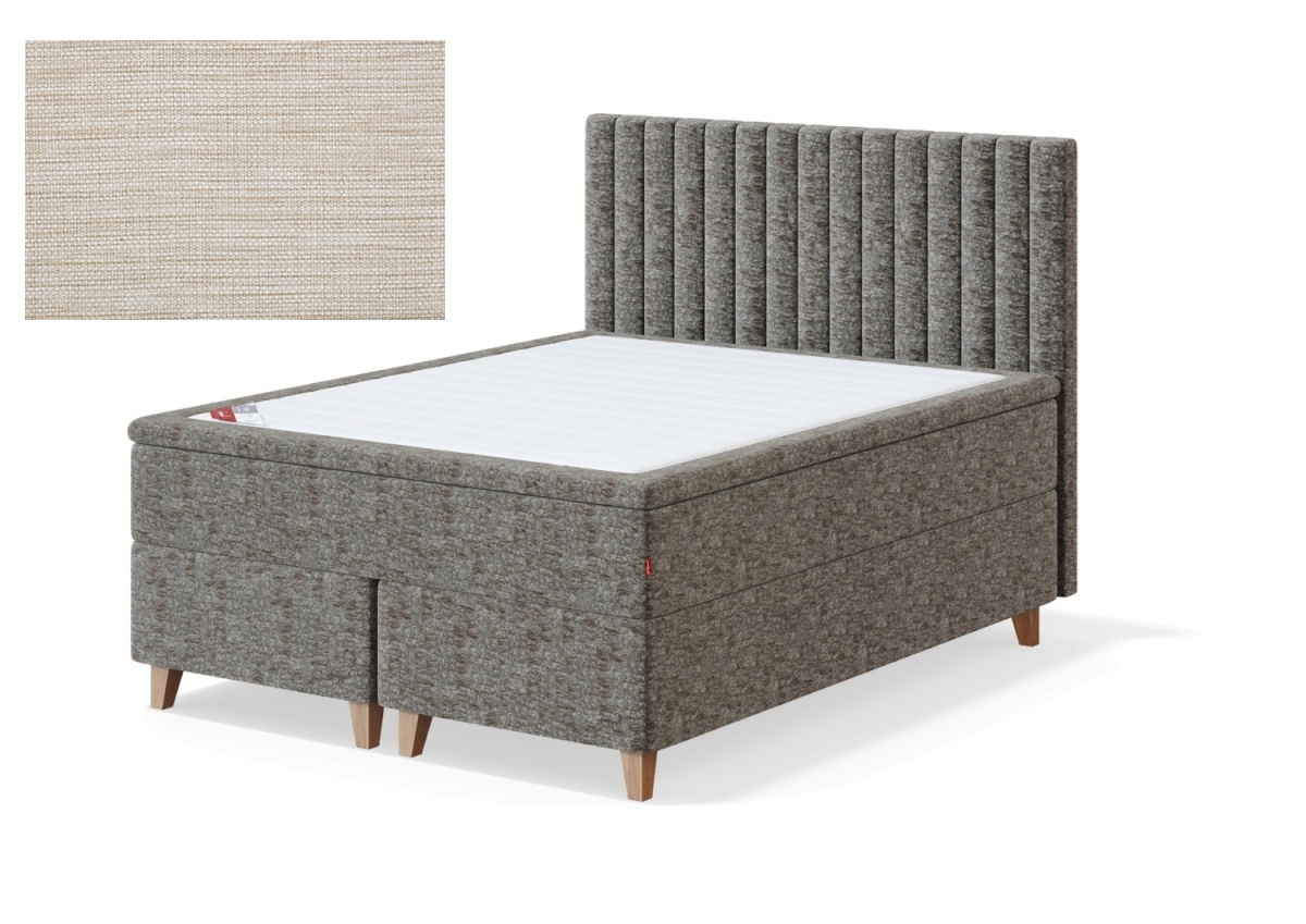 Sleepwell kontinentaalvoodi BLACK CONTINENTAL (8 jalaga), 160x200x55cm, MANGO helebeež, jäik