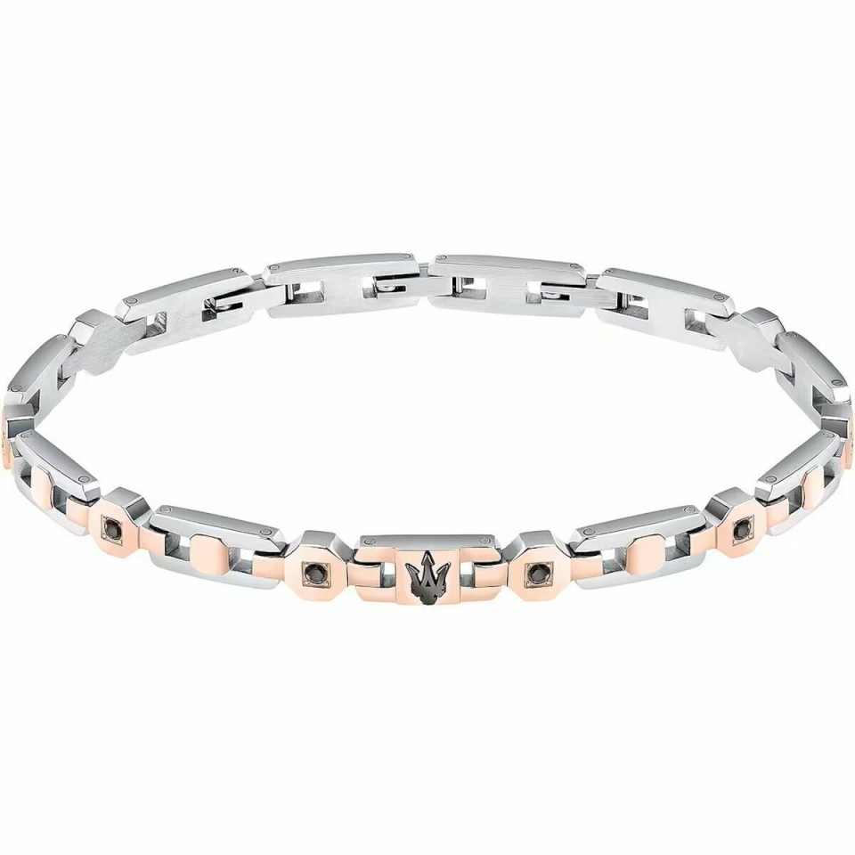 Maserati meeste käevõru Roostevaba teras 21,5cm Hõbedane