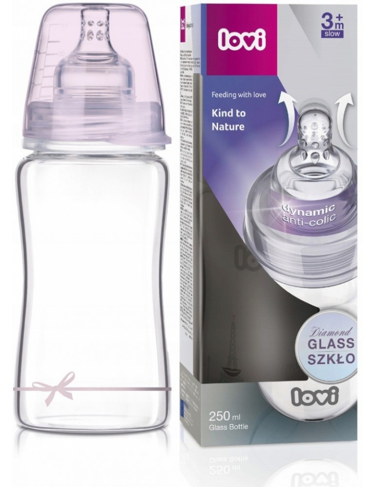 Lovi klaaspudel DIAMOND GLASS 250 ml Baby Shower tüdruk, 74/204 tüdruk