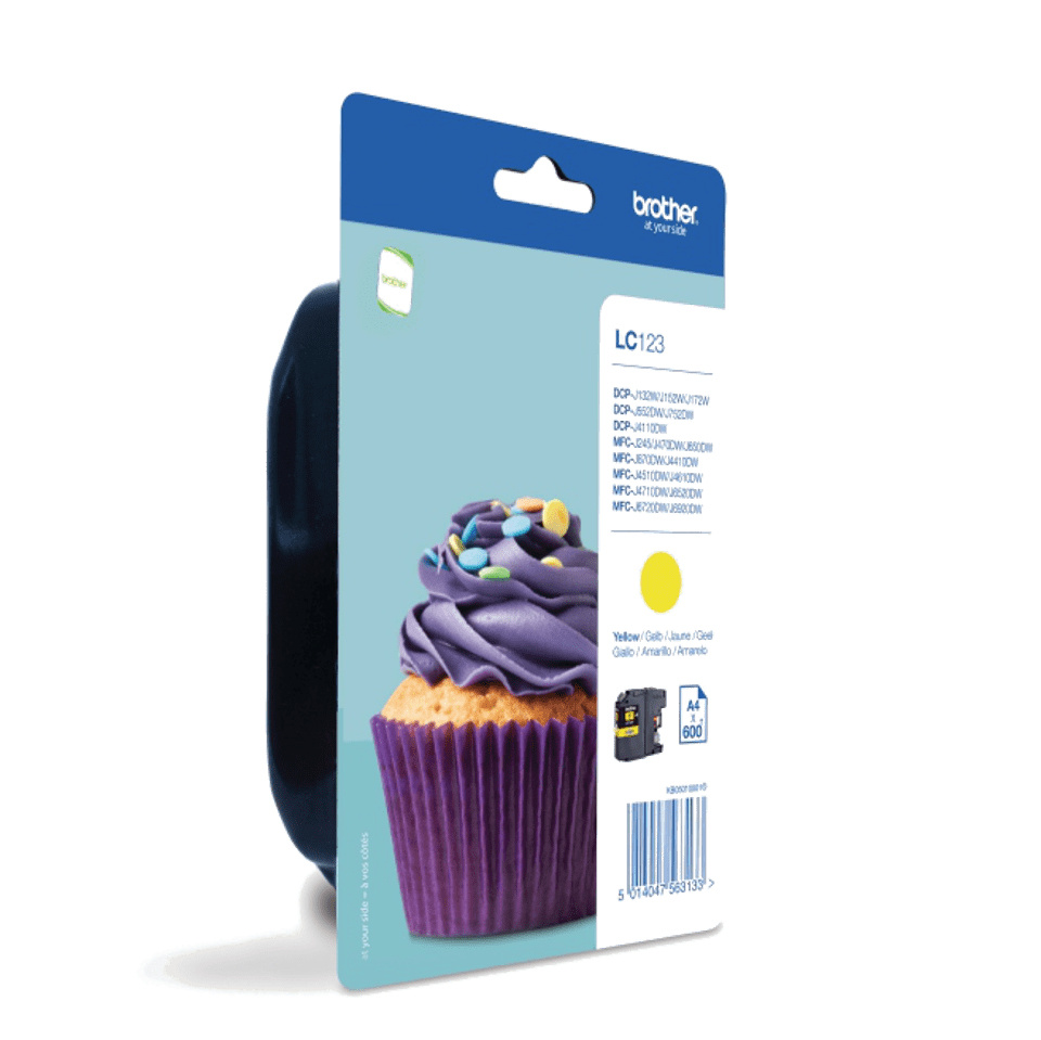 Brother tindikassett LC-123YBP tsüaan Blister 600Seiten