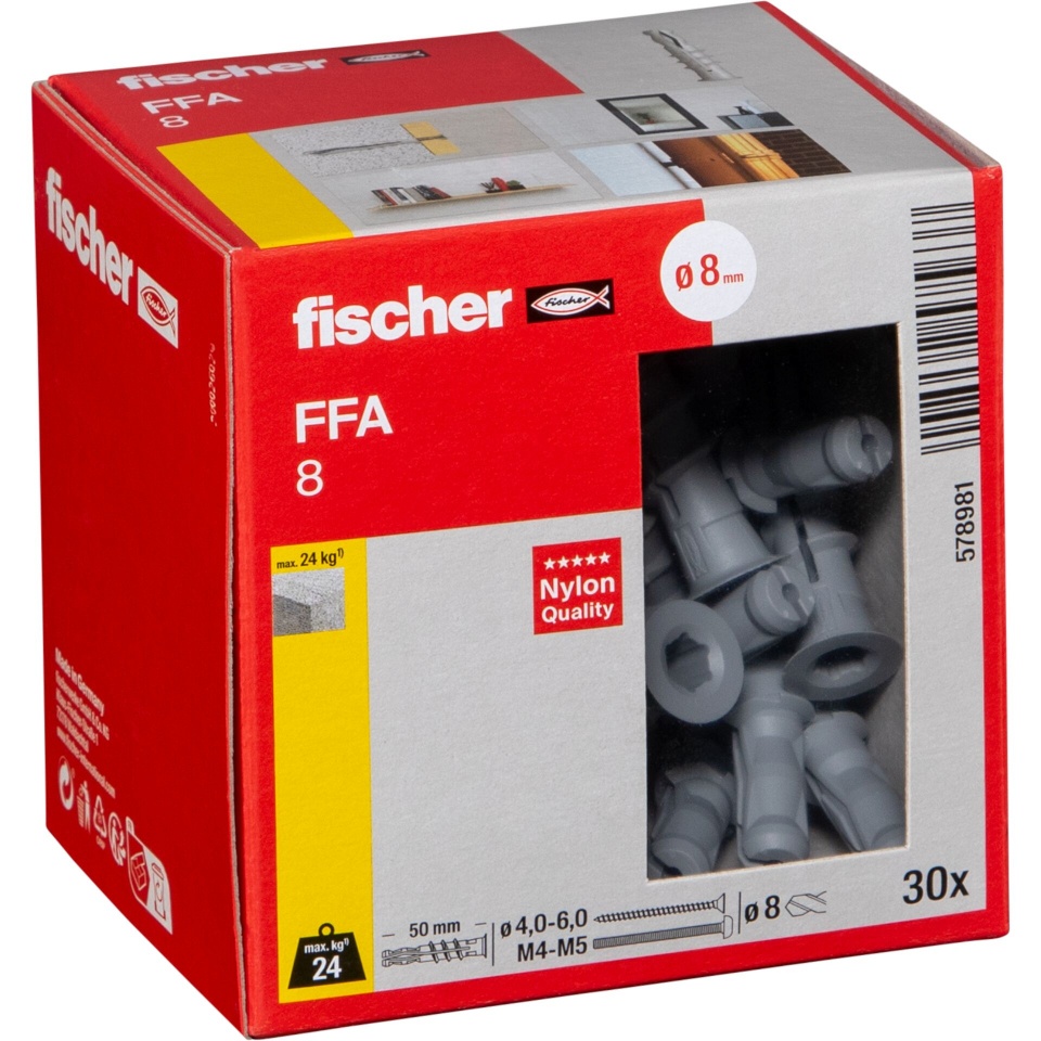 Fischer tüüblid FFA 8 Porenbetondübel 30 St.