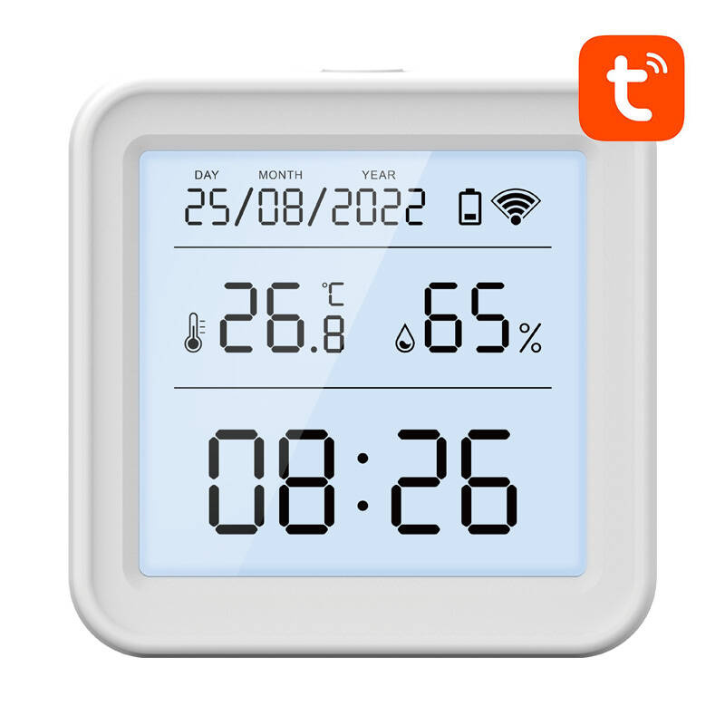 Gosund termostaat S6 Smart Temperature and Humidity Sensor Wi-Fi, LCD Screen, Backlight, valge