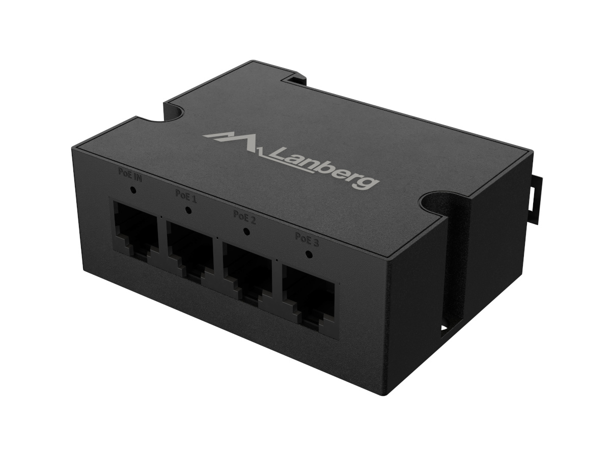 Lanberg switch Lanberg PoE Extender 1xIn 3xOut Fast Ethernet Din Rail at 30W metal clips | DIN-FE4-AT-30W