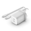 Belkin Dual seinalaadija 65W PD USB-C + 2m kaabel WCH013vf2MWH-B6