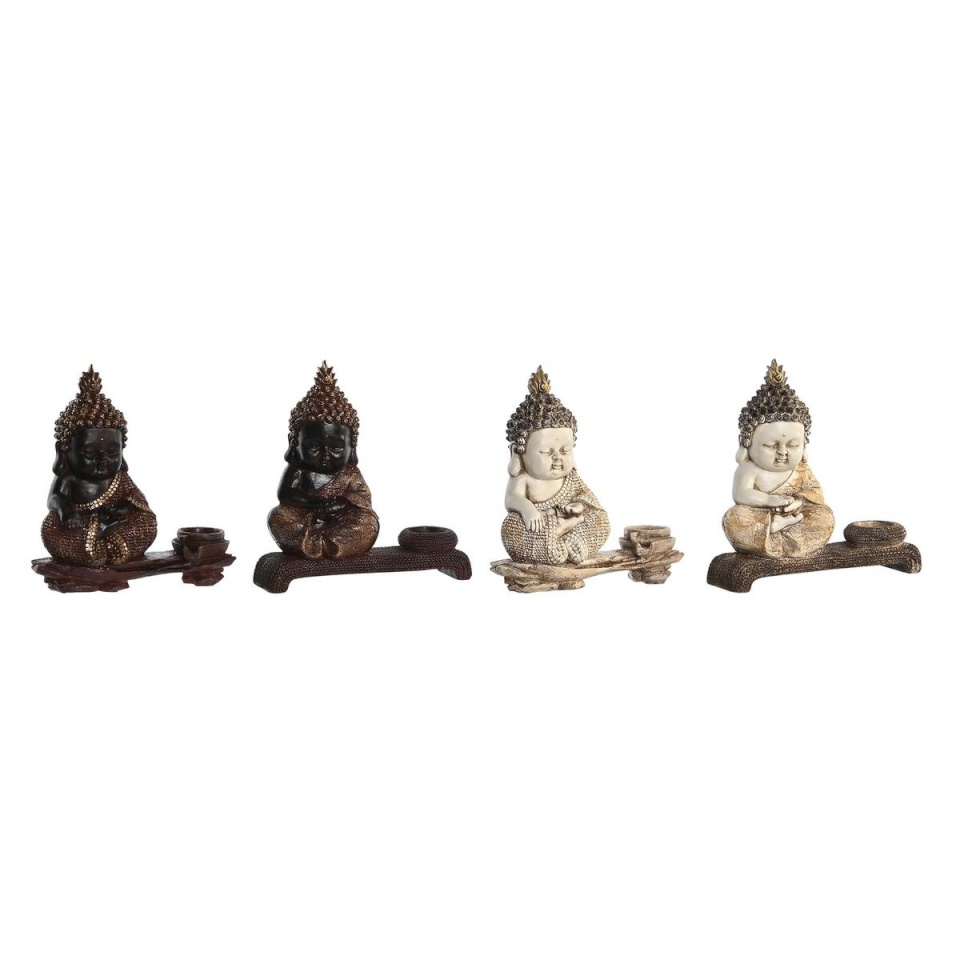 DKD Home Decor dekoratiivkuju 22x8,2x23cm punane beež Buddha Idamaine 4 Tükid, osad