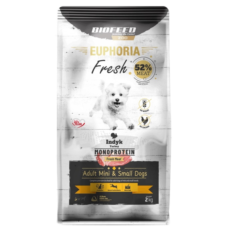 Biofeed kuivtoit koerale Euphoria Fresh Adult Mini & Small Monoprotein Turkey, 2kg