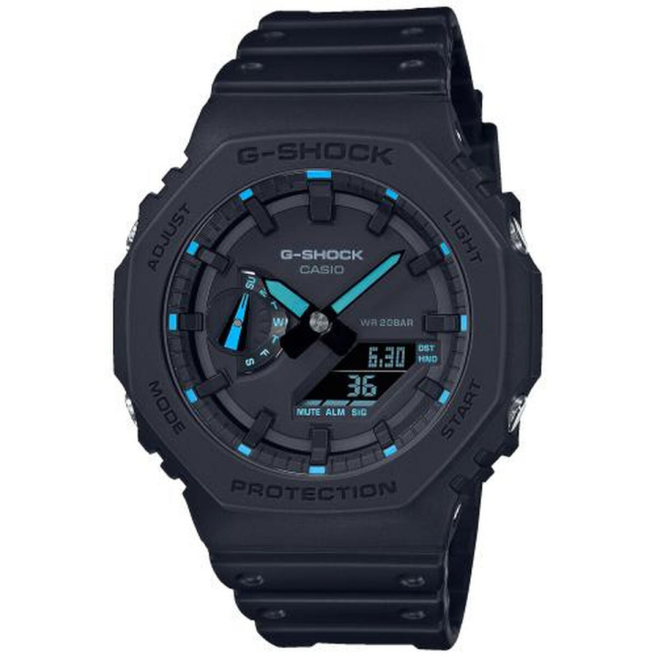 Casio G-Shock meeste kell OAK - NEON BLUE INDEX must (Ø 45 mm)